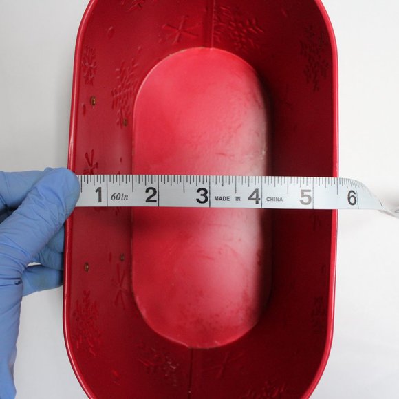 Metal Red White & Black Winter Christmas Basket Tin with Handles by Celebrate It - Picture 12 of 14